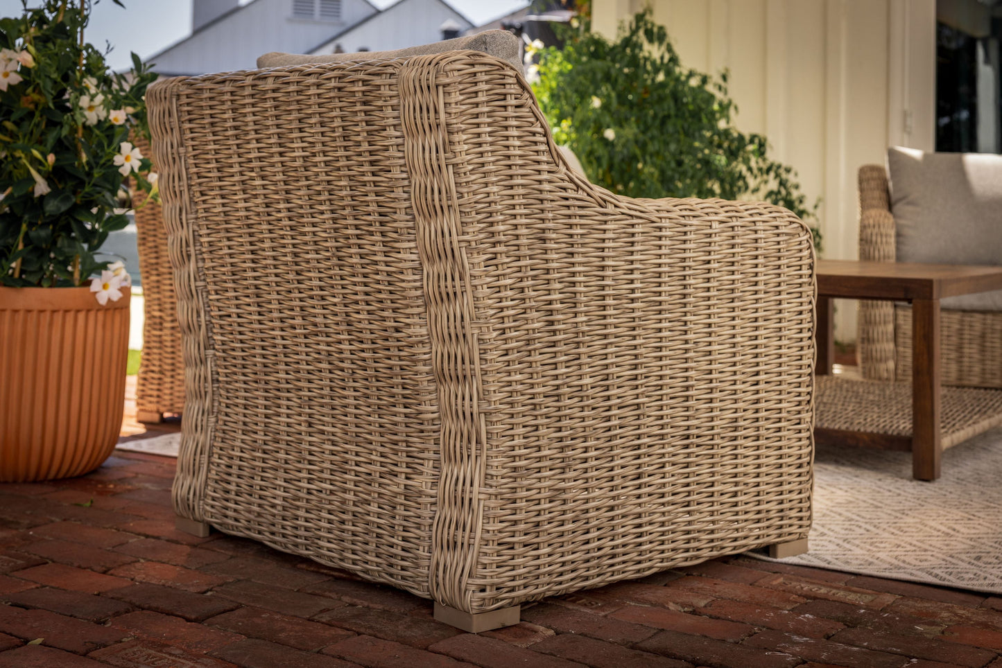 Better Homes & Gardens Bellamy 2-Pack Outdoor Wicker Club Lounge Chairs Gray Cushions with Patio Cover