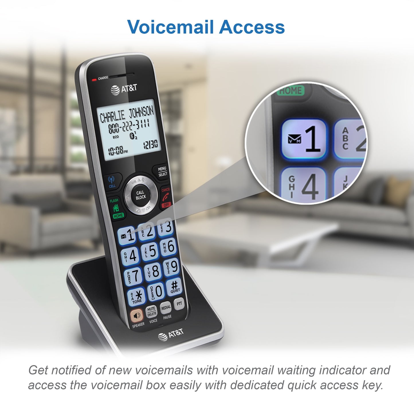 AT&T 2-Handset Expandable Cordless Phone with Unsurpassed Range, Bluetooth Connect to Cell, Smart Call Blocker and Answering System, DLP72212 (Black)