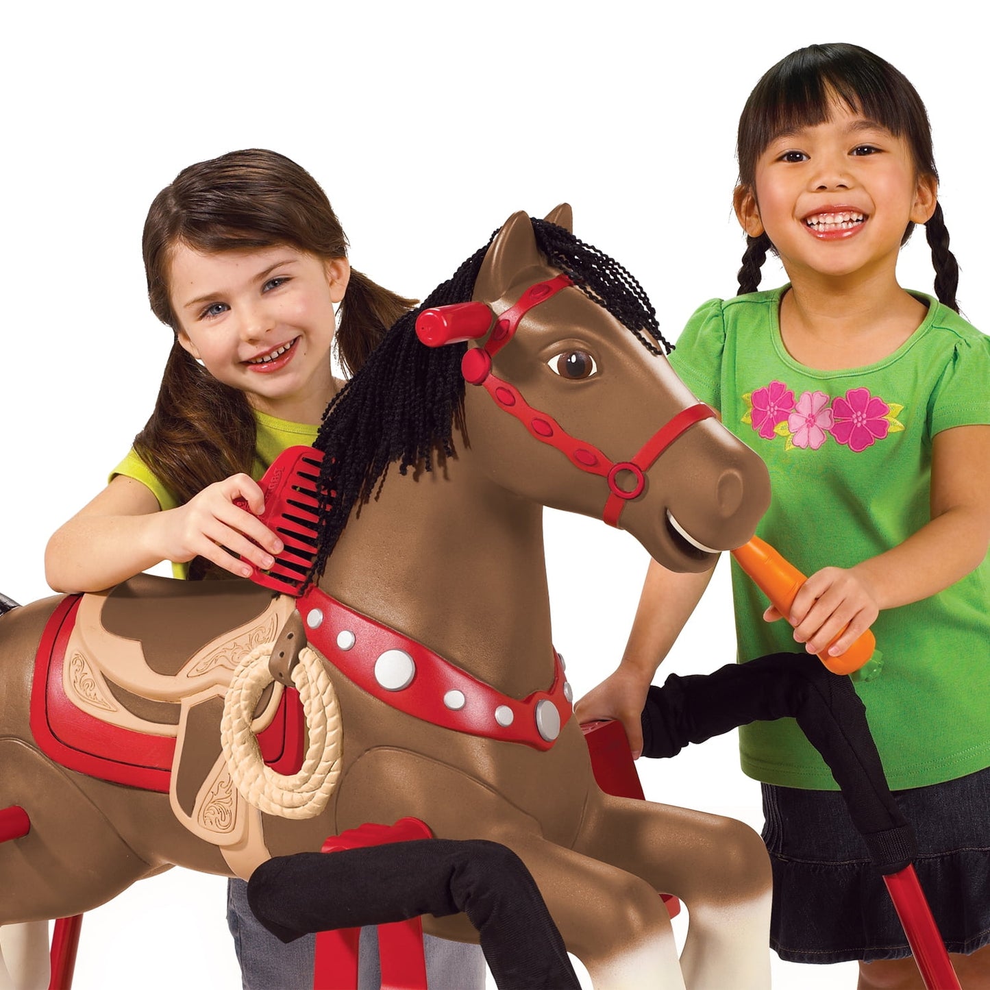 Radio Flyer Blaze Interactive Riding Horse, Brown Ride-on Pony for Kids 2-6 Years, Realistic Sounds