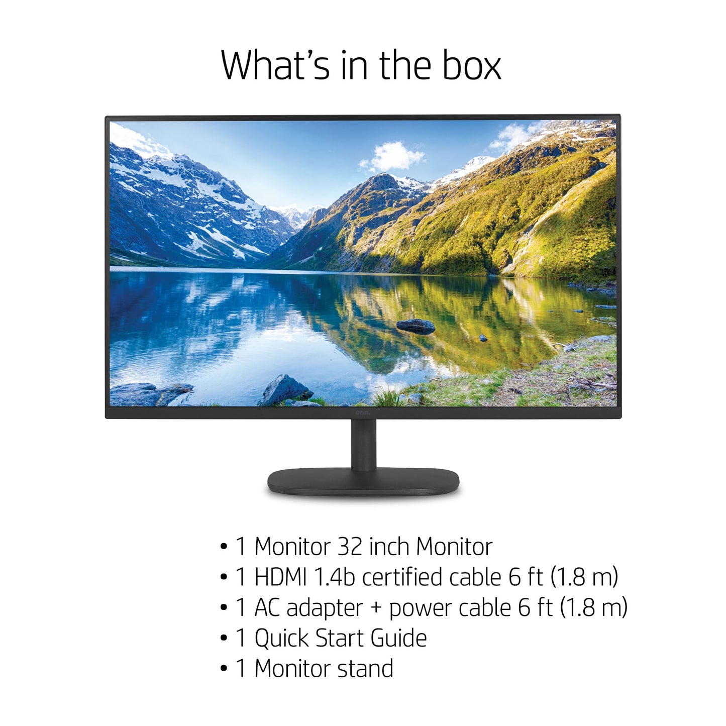 onn. 32" FHD (1920 x 1080p) 75hz Bezel-Less Office Monitor with 6 ft HDMI Cable, Black