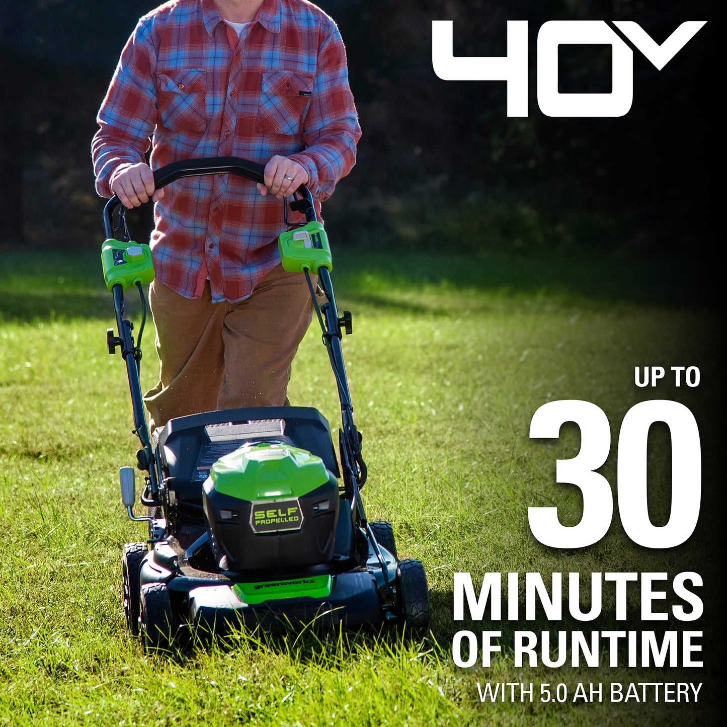 Greenworks 40V 21-inch Brushless Self-Propelled Lawn Mower W/5.0 Ah Battery and Charger, 2516402