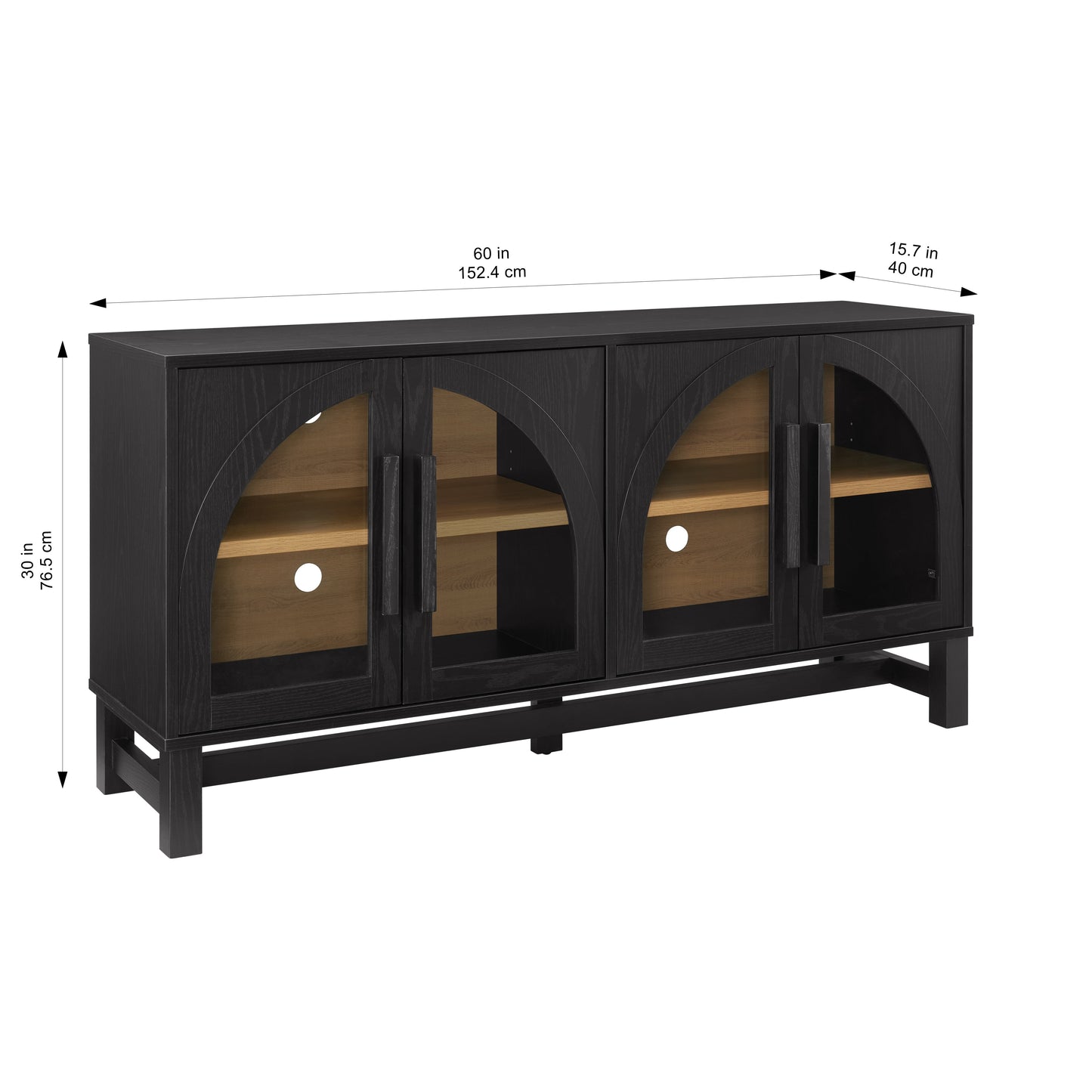 Better Homes & Gardens Juliet Arch TV Stand for TVs up to 65", Black Wood Finish