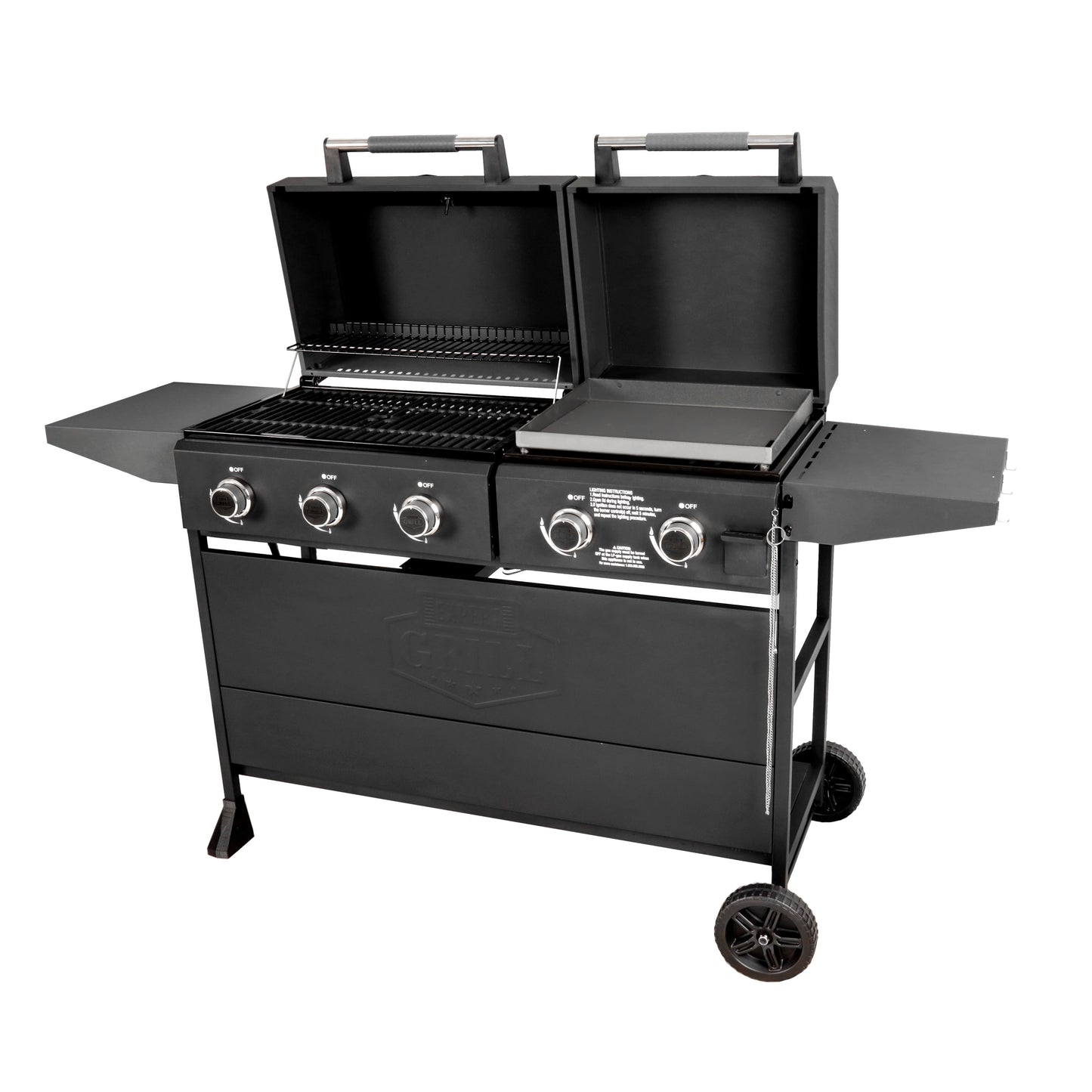 Expert Grill 5 Burner Combination Propane Gas Grill and Propane Griddle, Black, New