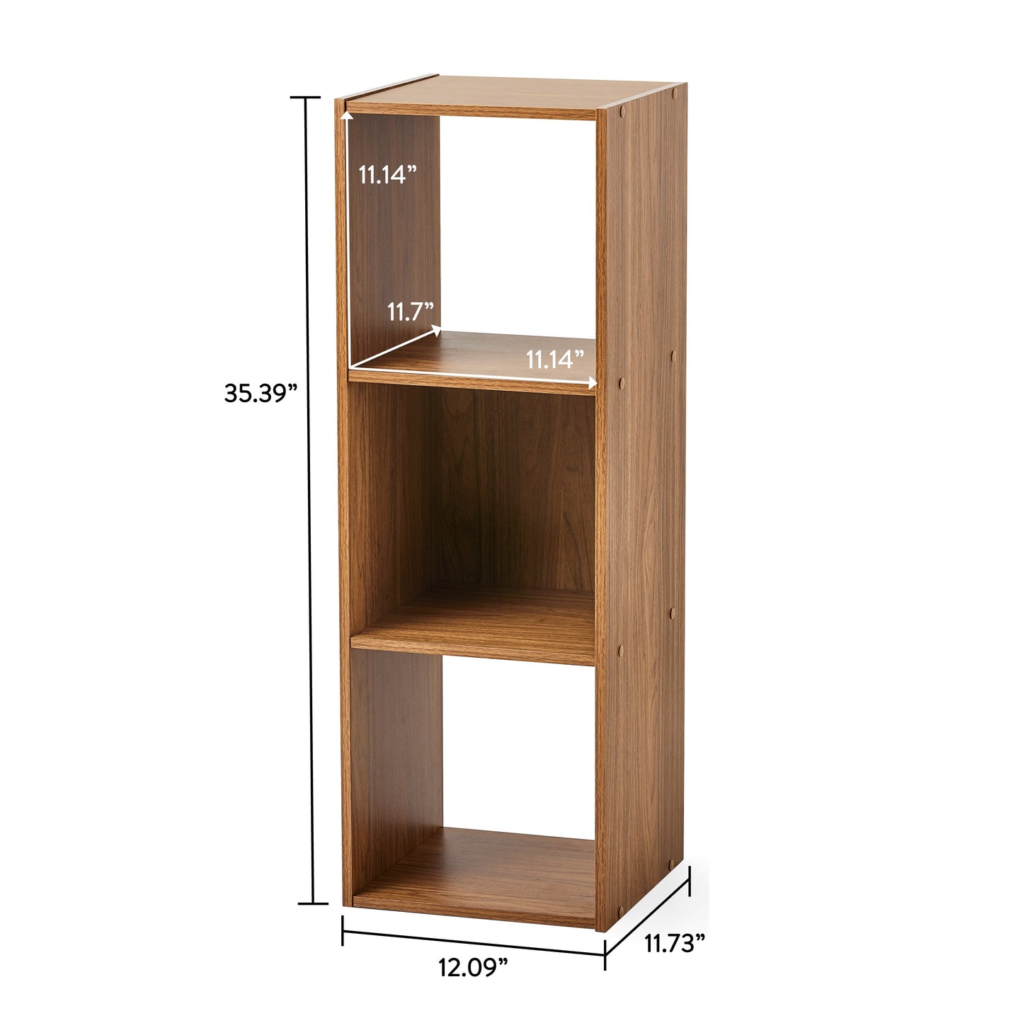 Mainstays 11" 3-Cube Storage Organizer, Warm Walnut