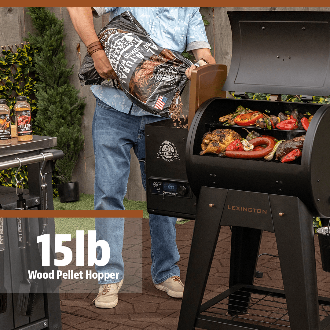 Pit Boss Lexington 500 Sq in Wood Fired Pellet Grill and Smoker – Onyx Series