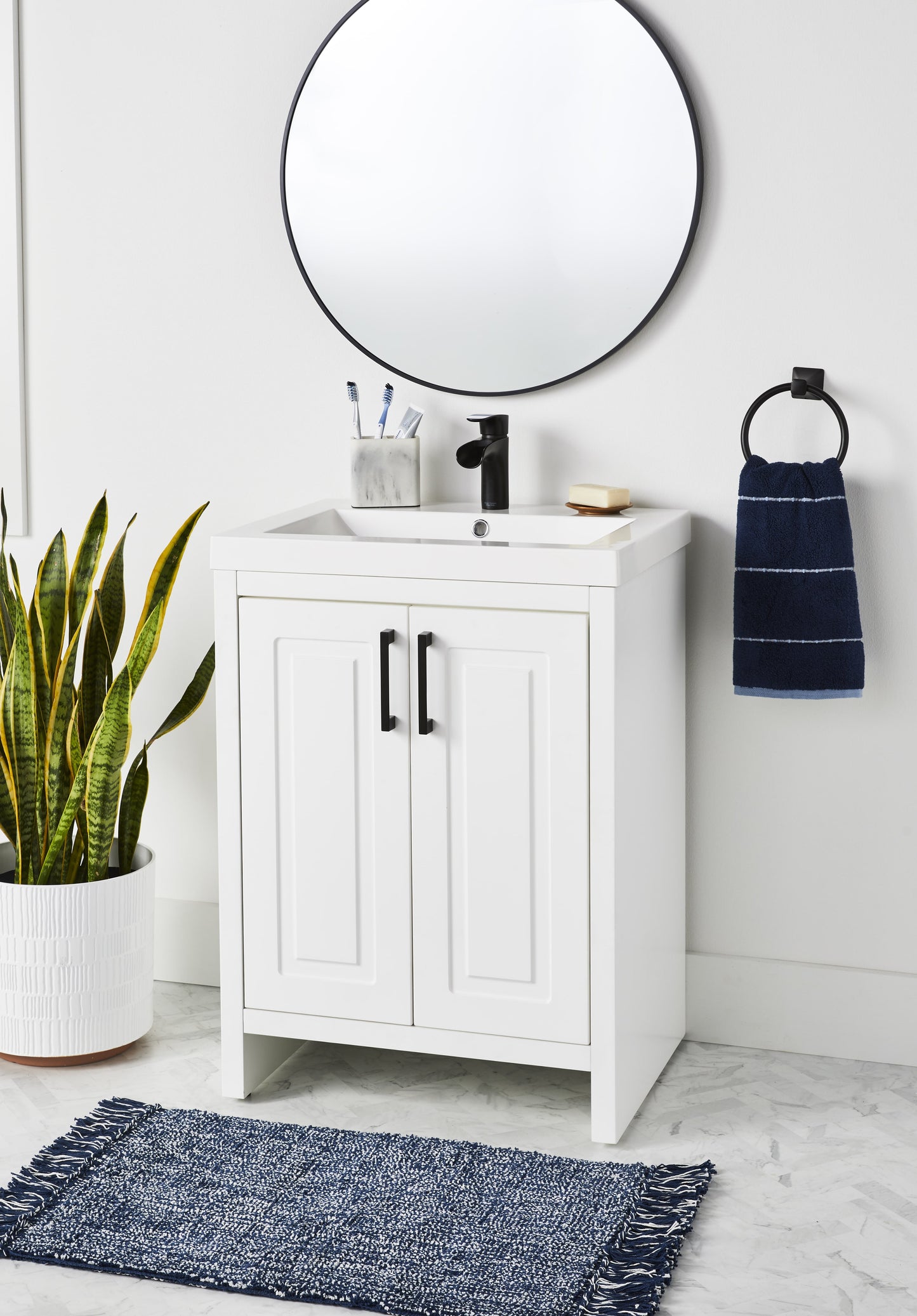 Better Homes&Gardens Vanity Cabinet White Painting with Sink (24 1/2'' L x 18 7/8'' W)