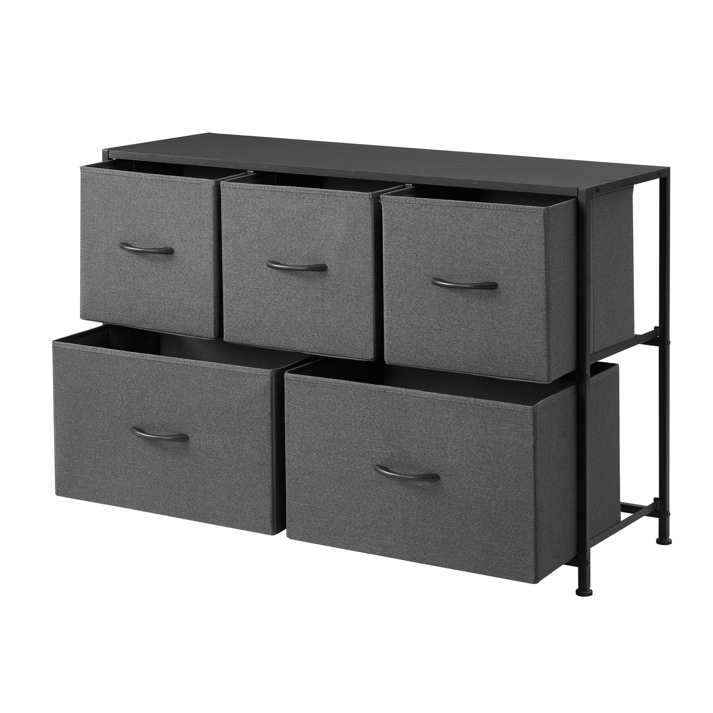 Mainstays 5 Drawer Fabric Storage Dresser for Bedroom, Grey