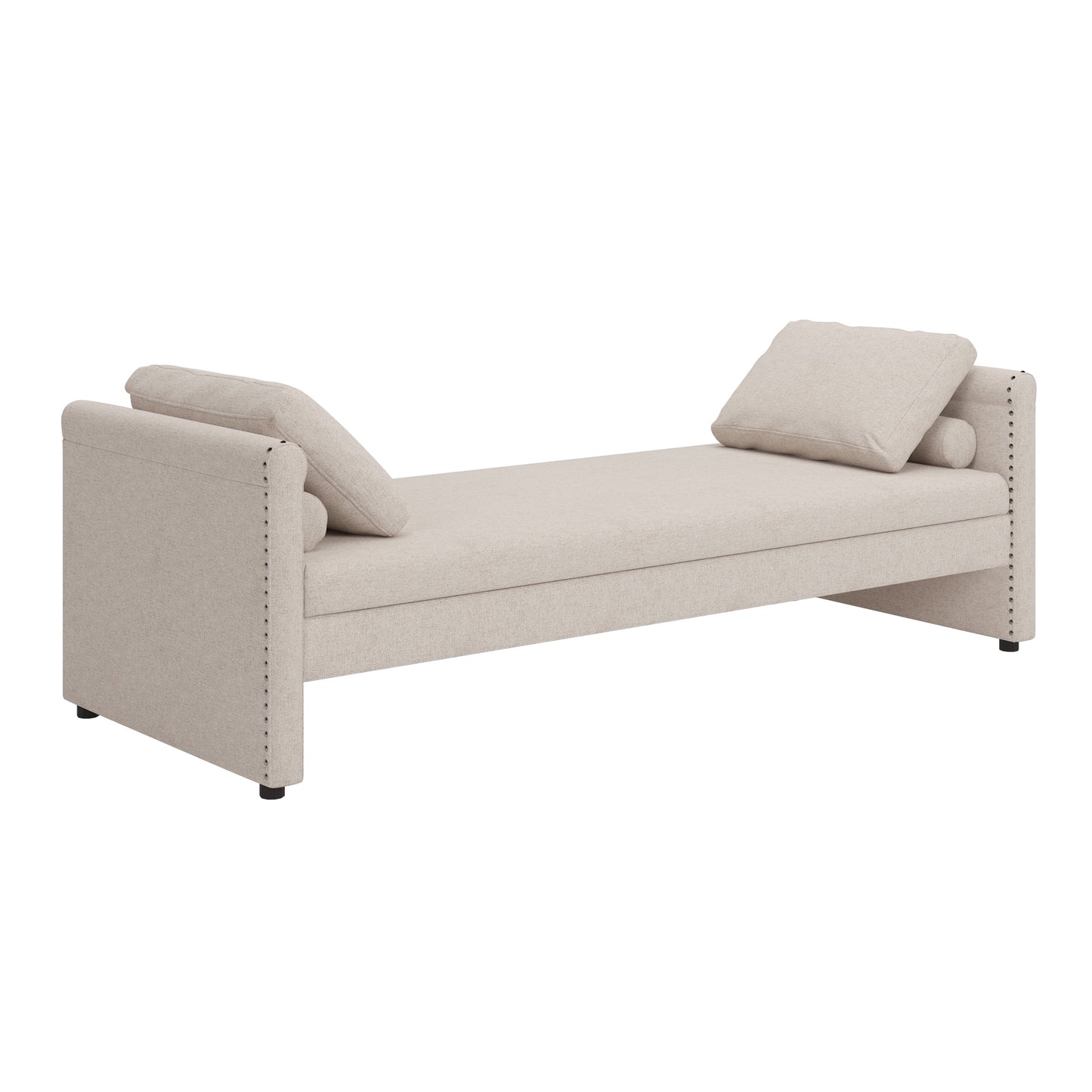 Dovelina Modern Upholstered Chaise Lounger Daybed with Pillows Small Single Daybed, Beige