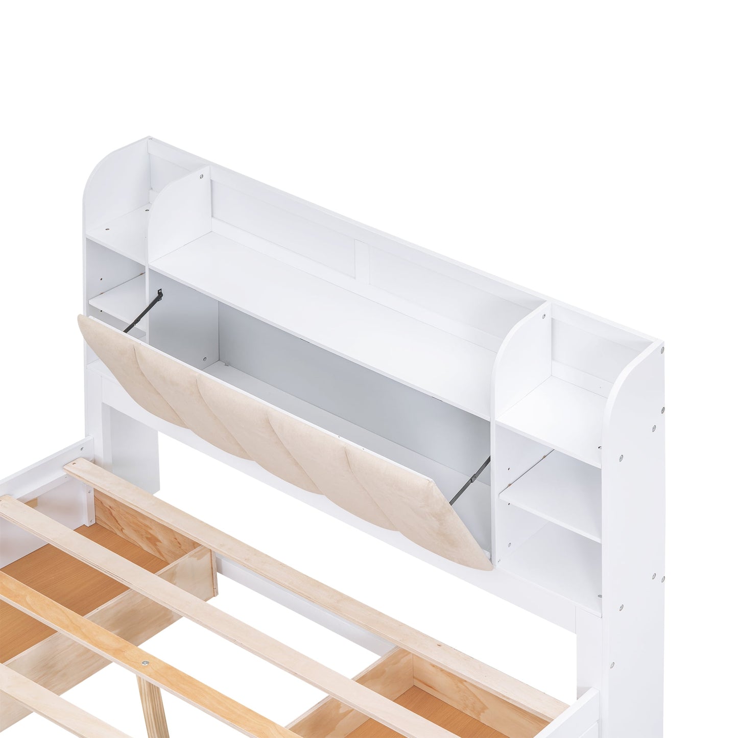 EUROCO Upholstered Queen Bed, Wood Platform Bed with Shelves and Drawers for Adults, Heavy Duty for Bedroom,Guests Room,White