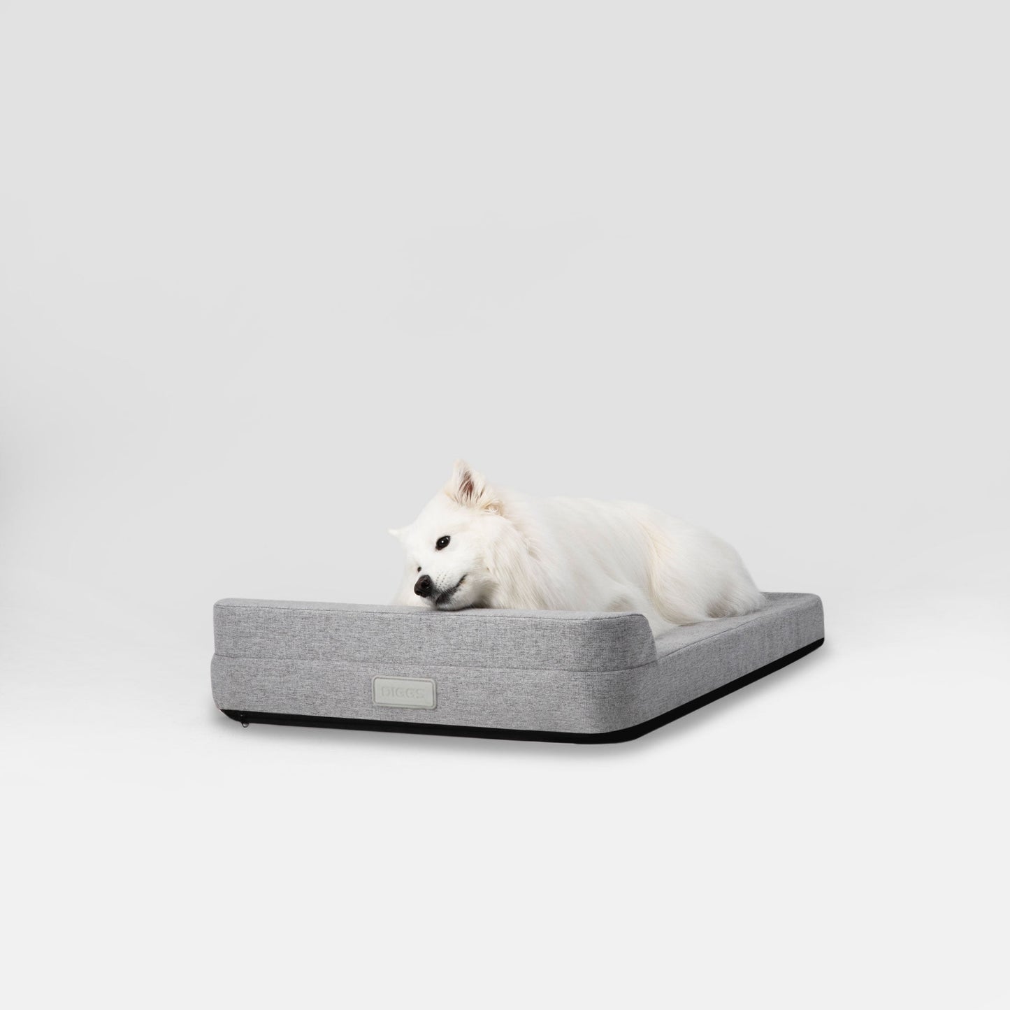 Diggs 42" Bolstr Dog Bed with Headrest, Premium Memory Foam Crate and Home Pet Bed, Grey