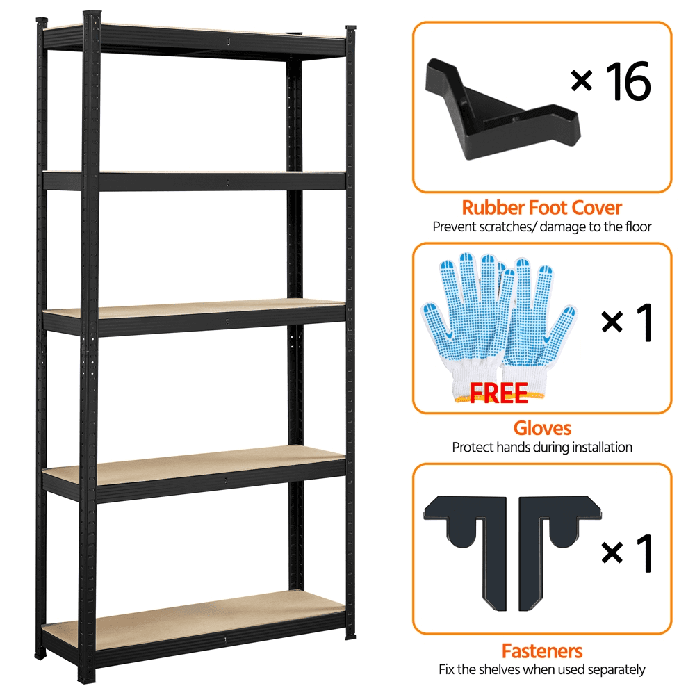 Smile Mart 2PCS 5 Tiers Adjustable Storage Shelf Units for Garage, 35.5″ L*12″ W*71″ H, Black