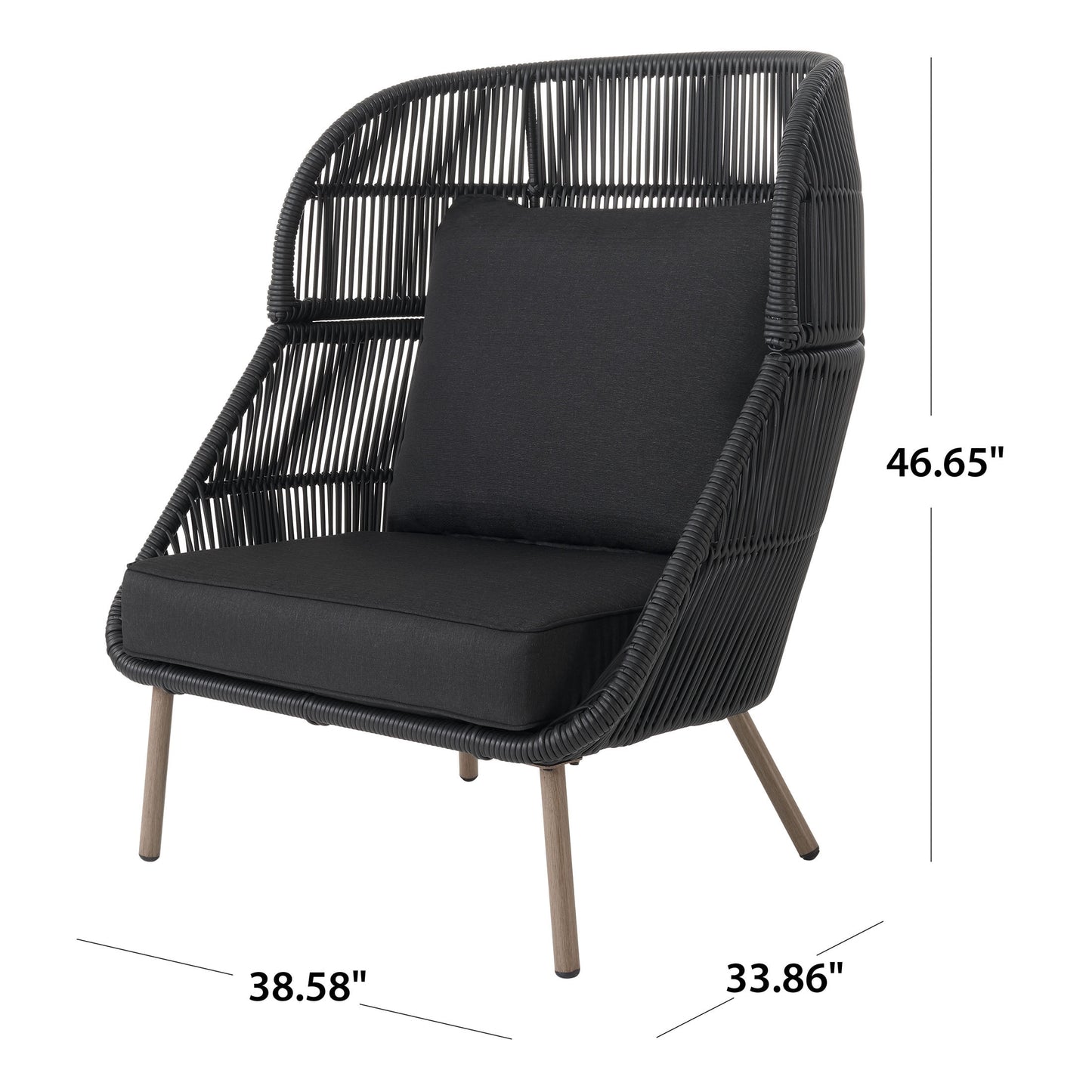 Better Homes & Gardens Tarren Wicker Outdoor Accent Chair with Cushions, Black