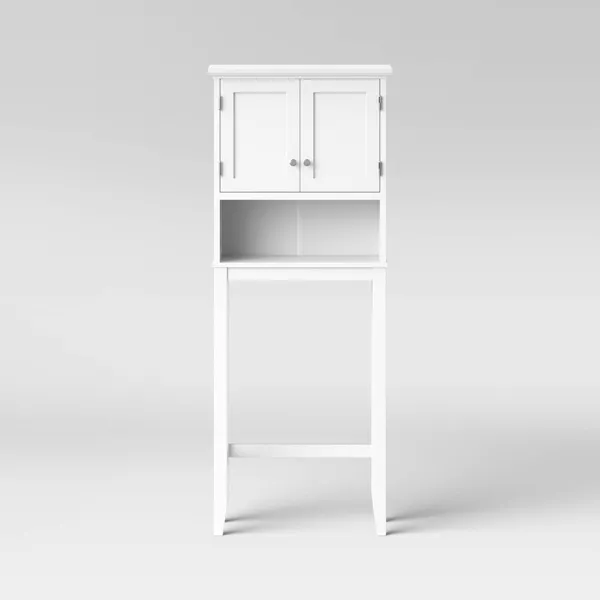 Wood Space Saver Etagere White - Threshold™: Bathroom Etagere with Hardwood Frame, MDF Shelves, Universal Storage Cabinet