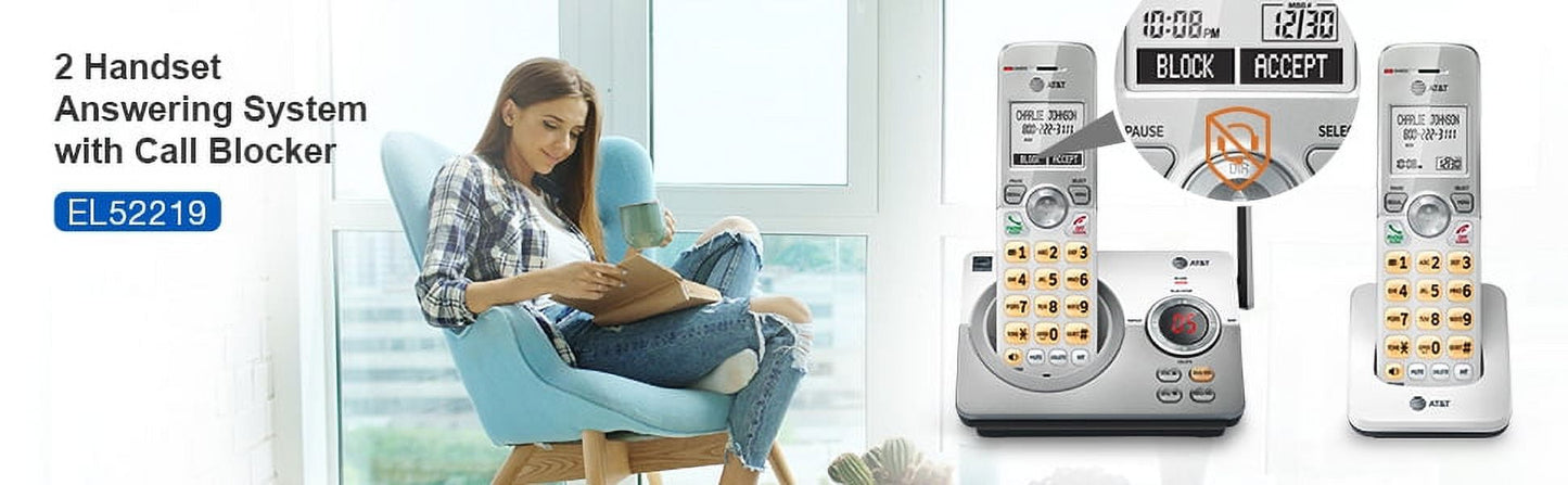 AT&T EL52219 2 Handset Answering Corded/Cordless Phone System
