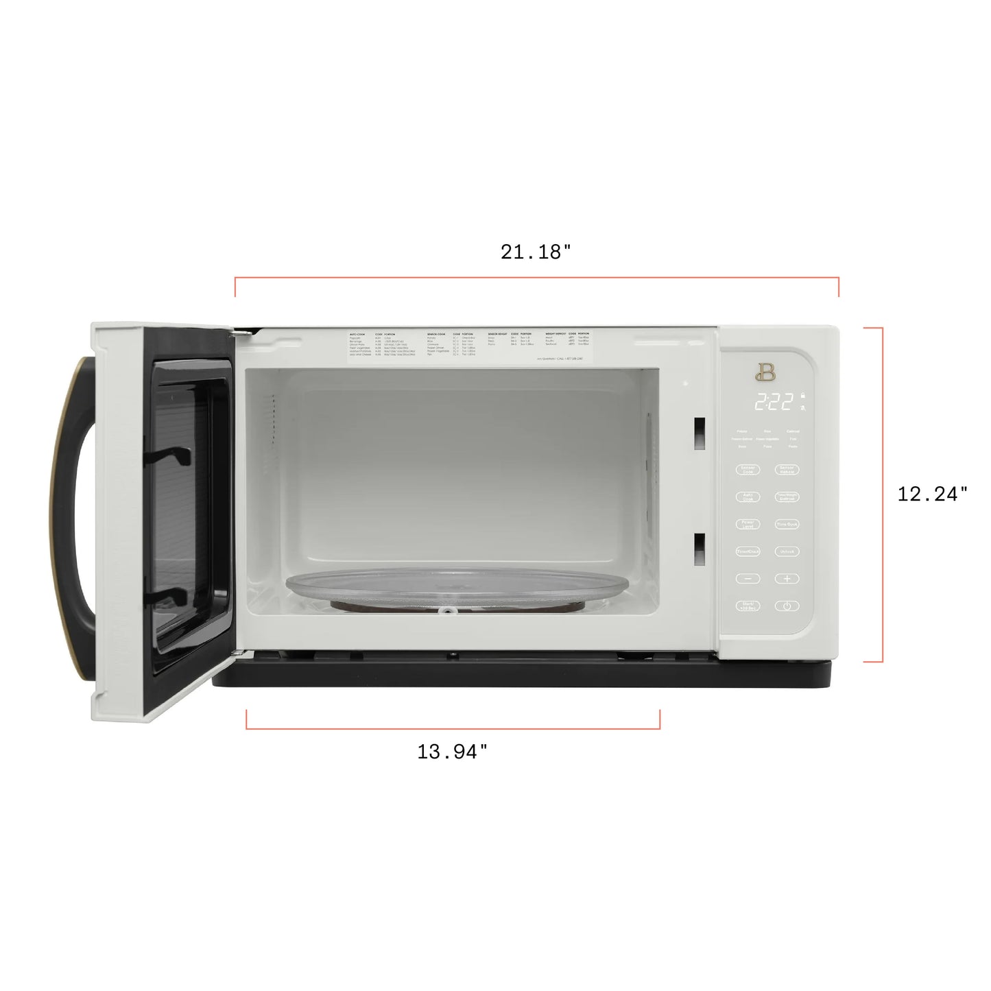 Beautiful 1.1 Cu ft 1000 Watt, Sensor Microwave Oven, White Icing by Drew Barrymore, New