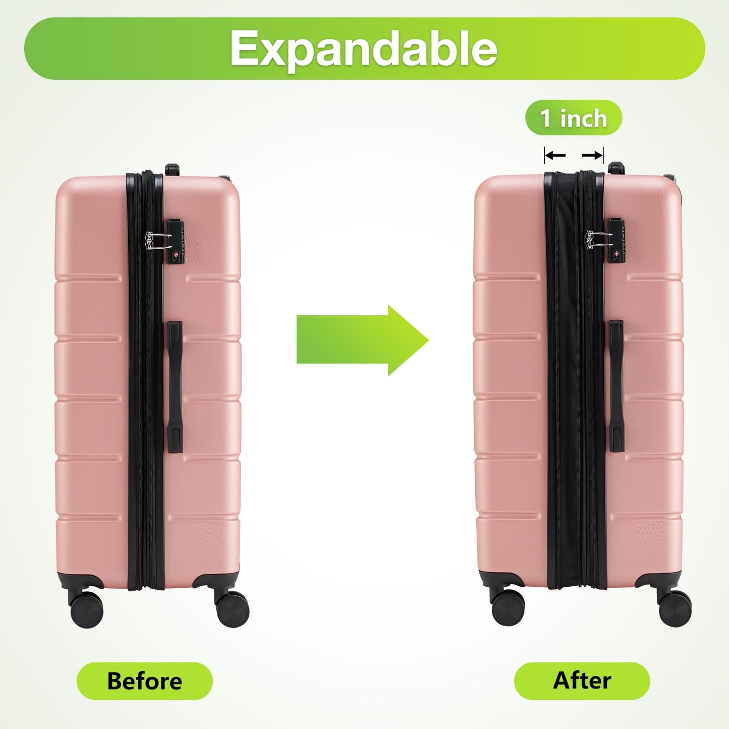 GIANNA 20 Inch Luggage with Spinner Wheels, Hardside Expandable Rolling Luggage with TSA Lock, Pink