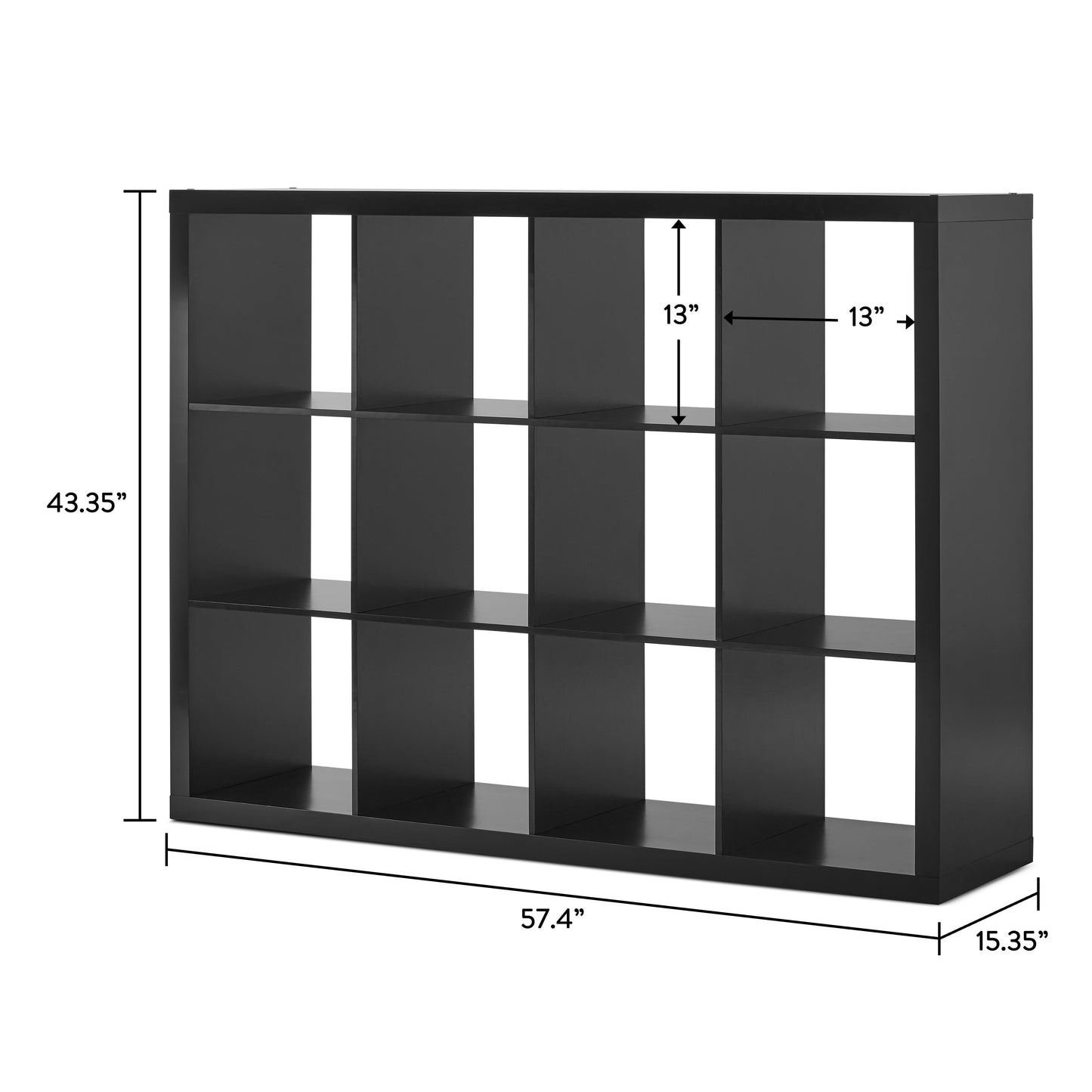 Better Homes & Gardens 12-Cube Storage Organizer, Solid Black