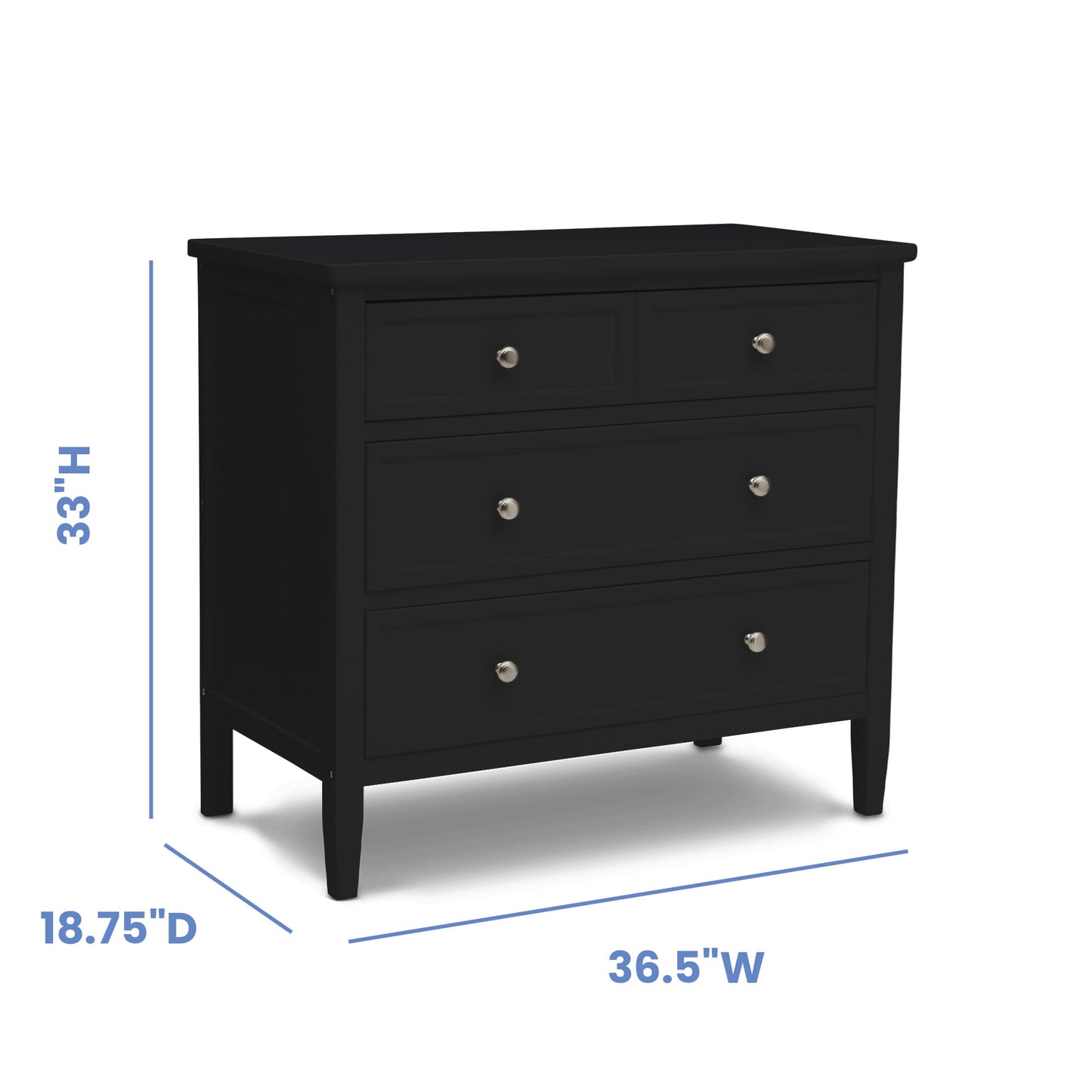 Delta Children Epic 3 Drawer Dresser with Interlocking Drawers, Black Ebony