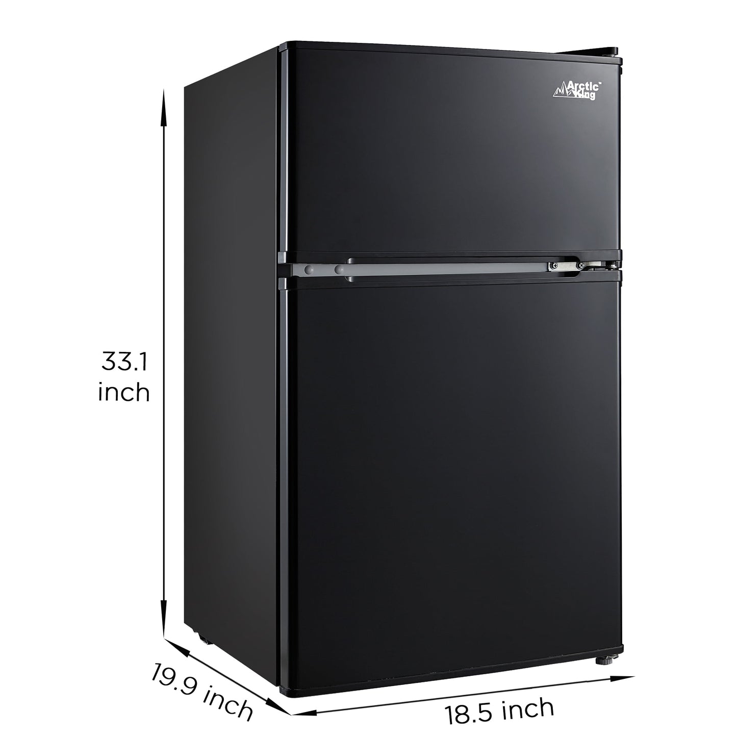 Arctic King 3.2 Cu ft Two Door Mini Fridge with Freezer, Black, E-Star, ARM32D5ABB