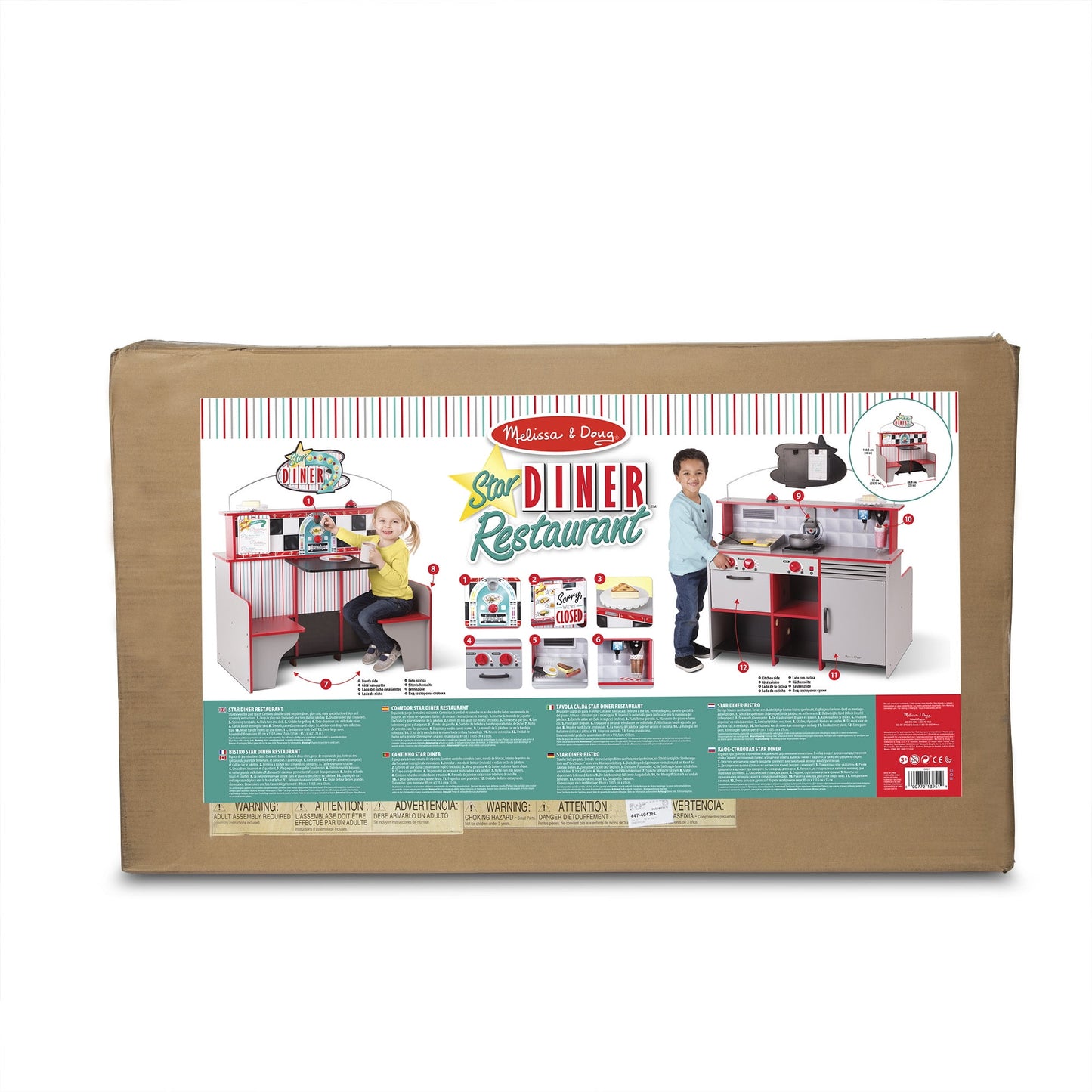 Melissa & Doug Double-Sided Wooden Star Diner Restaurant Play Space