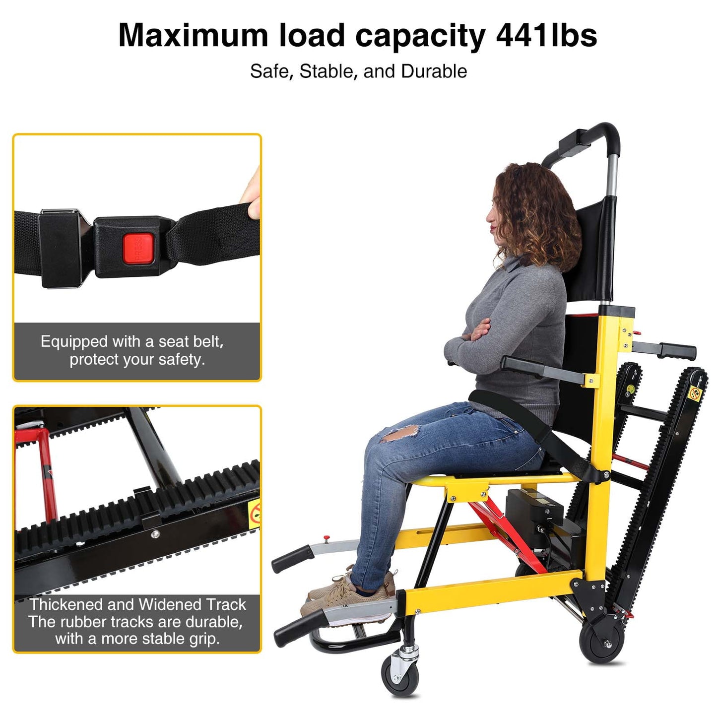 Rocita Portable Electric Chair, Track Climbing Wheelchair, Assist Stair Chair Electric Wheelchair, 440 lb Limit