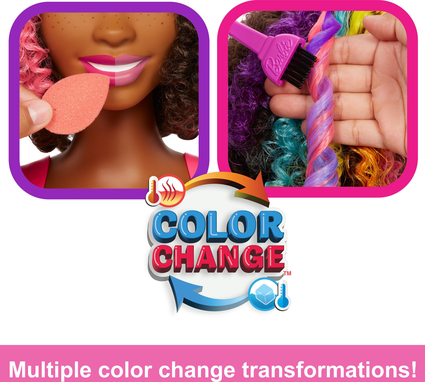 Barbie Deluxe Styling Head with Color Reveal Accessories and Curly Brown Rainbow Hair