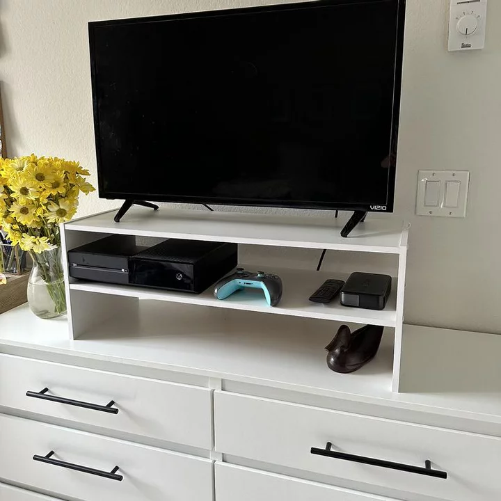 31" Stackable Shelf White - Room Essentials: Freestanding Shoe Organizer, Holds 8 Pairs, Wood Frame