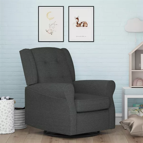 Baby Relax Eden Nursery Tufted Wingback Gliding Chair - Gray