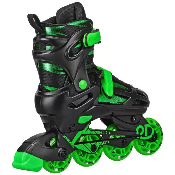 Roller Derby Green Wire Kids' Adjustable Inline-Quad Combo Skates - Black/Green M (3-6)