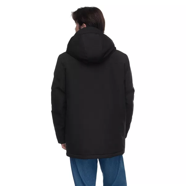 Rokka&Rolla Men's Parka Jacket Winter Coat with Fleece Hood-Black, size Large