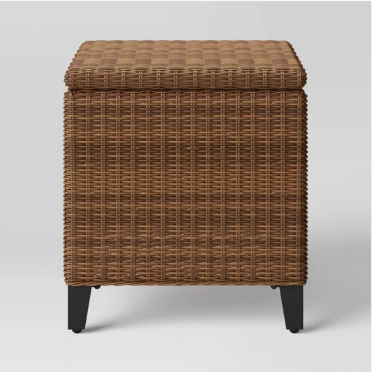 Wicker Square Brookfield Patio Accent End Table with Storage Brown - Threshold