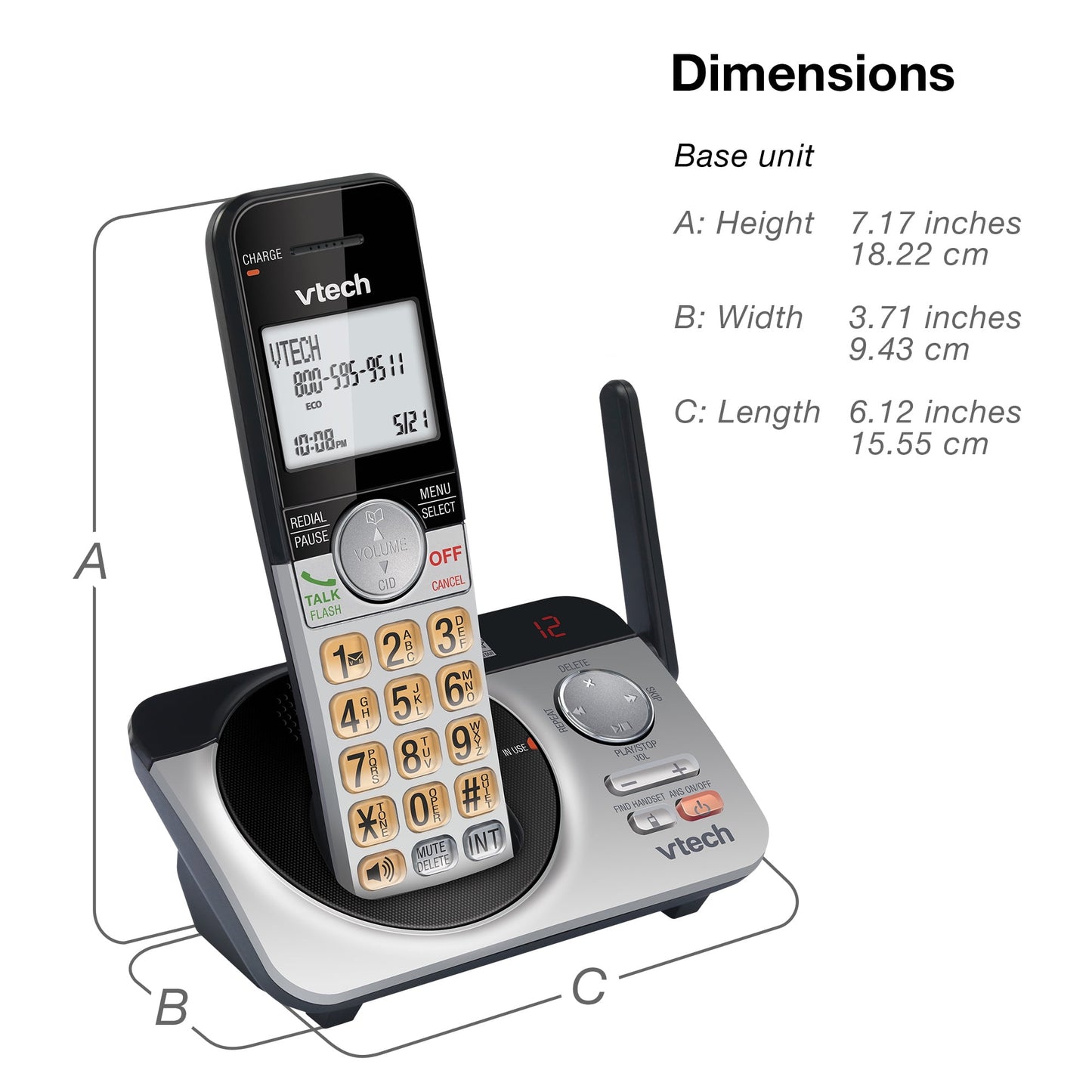 VTech CS5229-2 2 Handset Extended Range DECT 6.0 Cordless Phone with Answering System (Silver/Black)