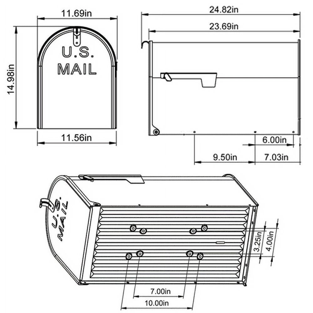 Architectural Mailboxes Stanley Galvanized Steel, Extra Large, Post-Mount Mailbox in Black