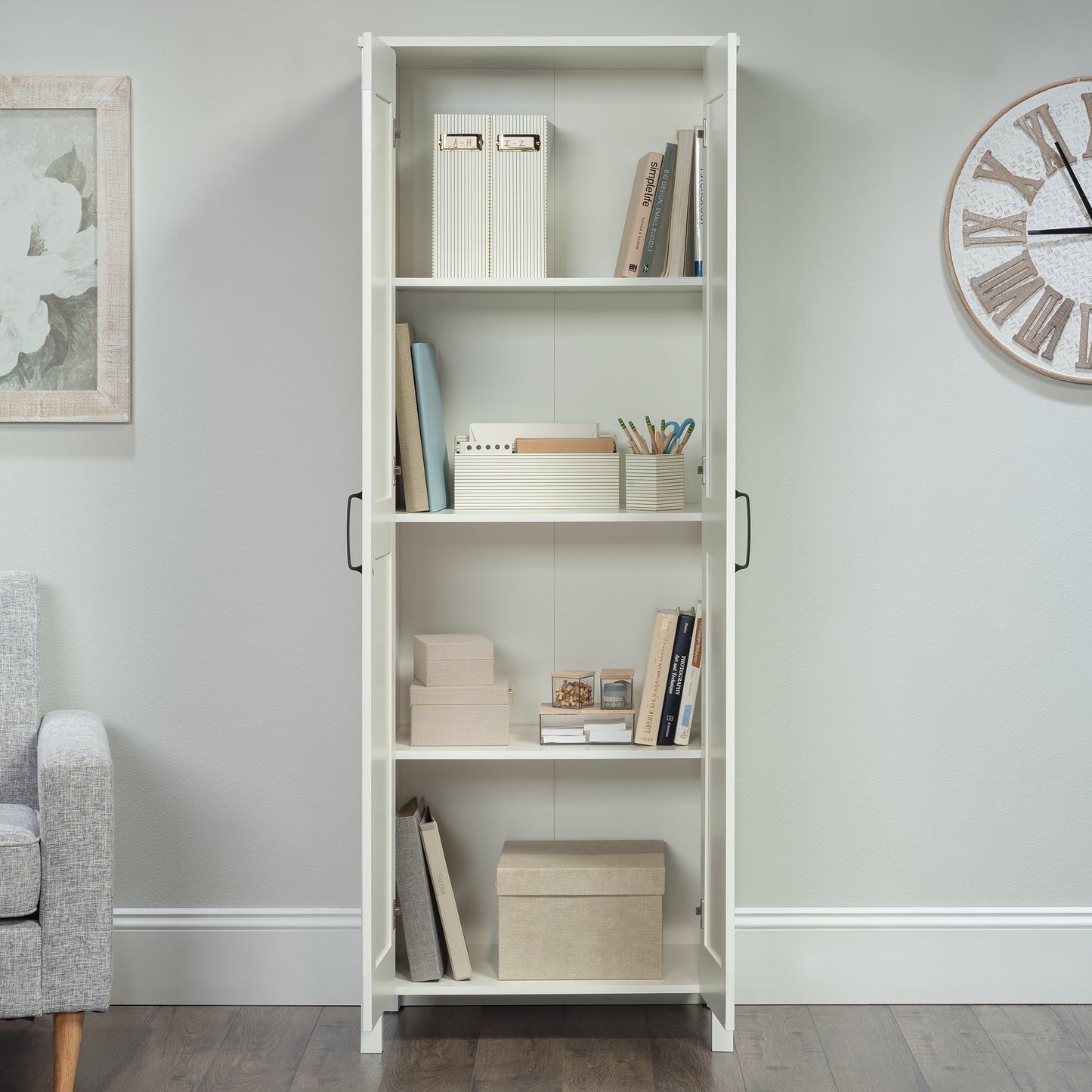 Sauder Two-Door Storage Cabinet, White Finish
