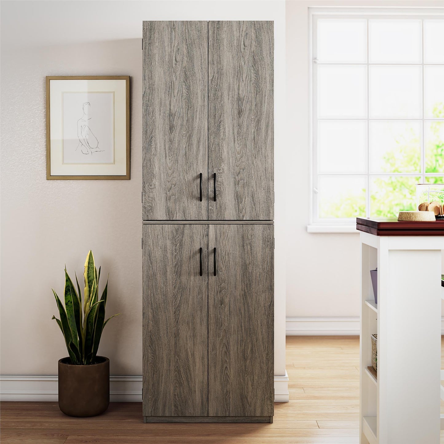 Mainstays 72" 4-Door Storage Cabinet, Gray