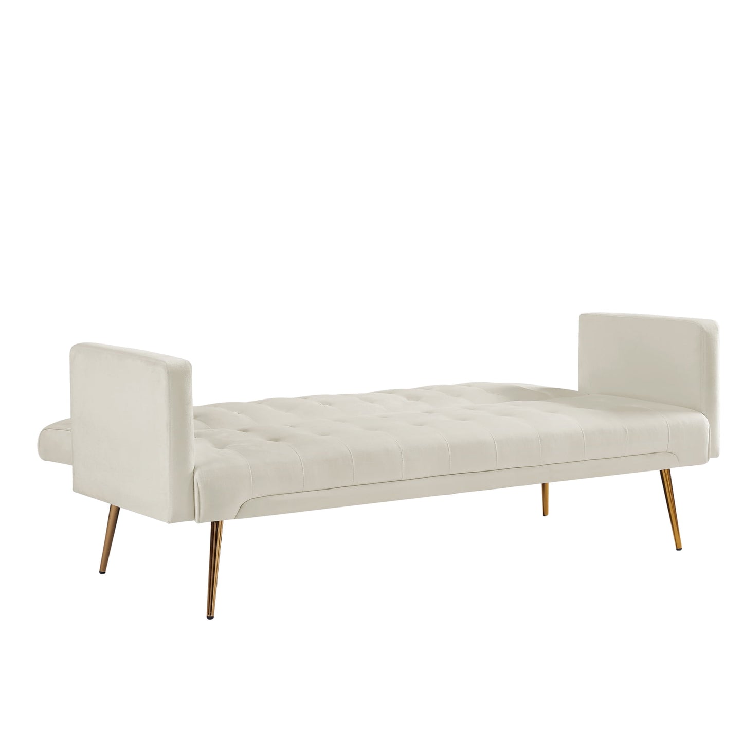 Bianlte Modern Velvet Futon Sofa Bed,Convertible Sleeper Sofa Couch with 3 Adjustable Couch Loveseat with Metal Leg for Living Room and Bedroom,Beige