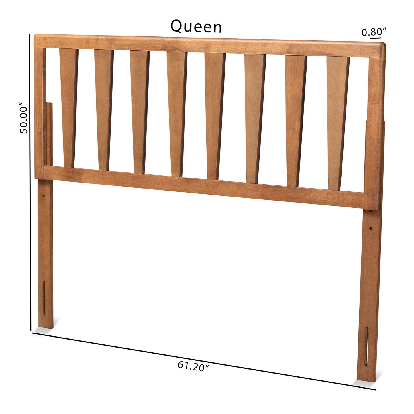 Baxton Studio Duncan Contemporary/Modern Slat Back Support Engineered Wood Headboard, Queen, Ash Walnut