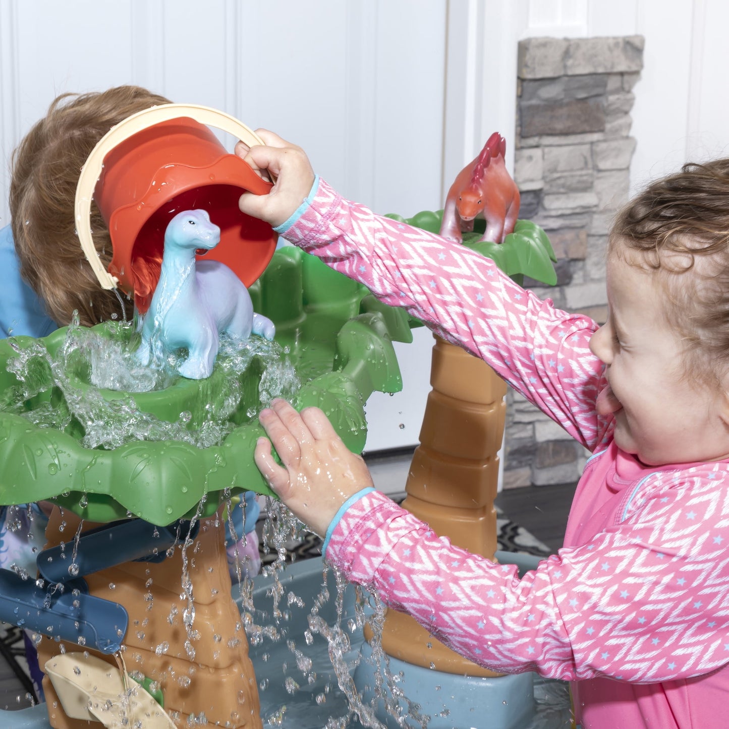 Step2 Dino Showers Multi-color Plastic Water Table for Toddlers with 13-Piece Playset