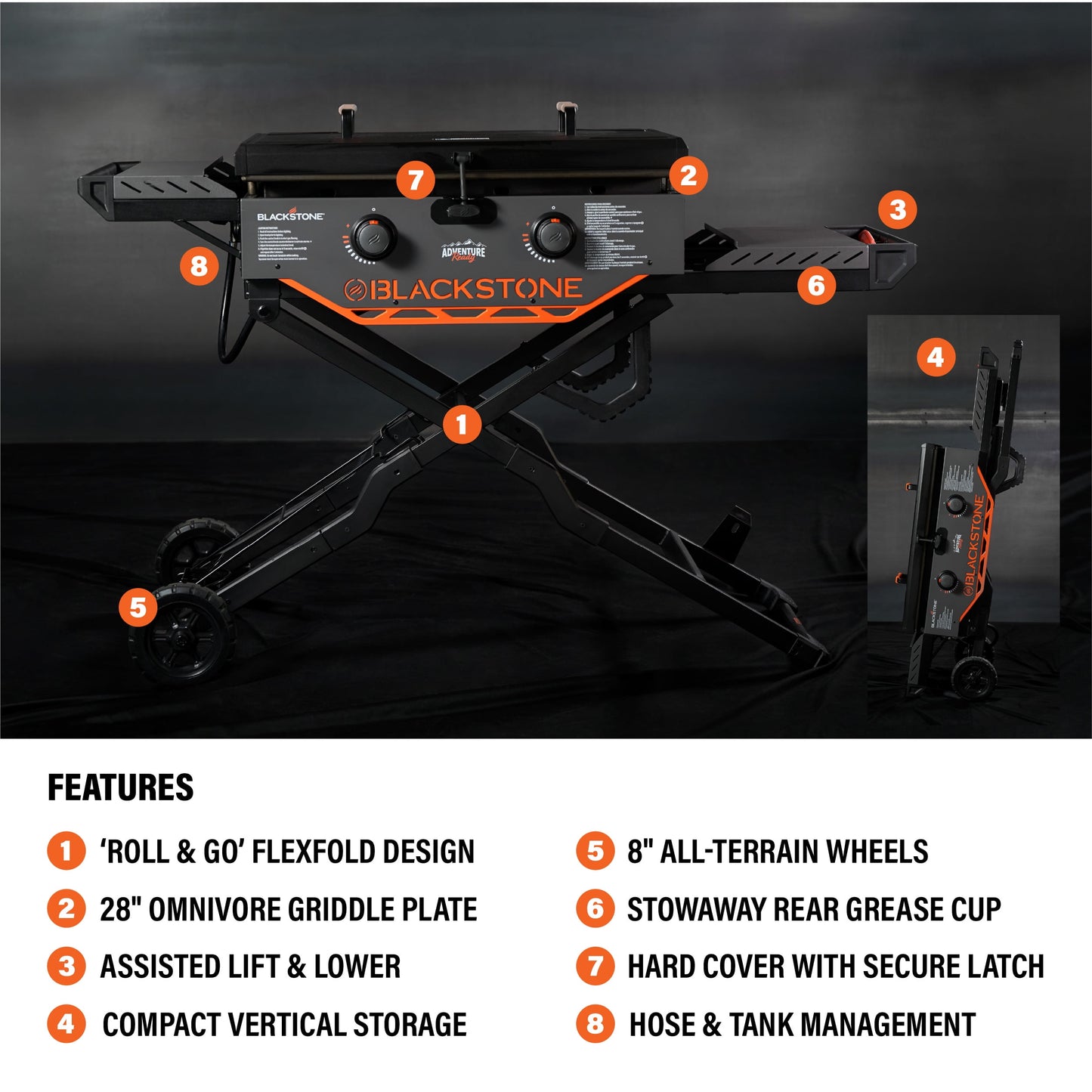 Blackstone Adventure Ready 2-Burner 28" Propane Omnivore Griddle with Flexfold Legs