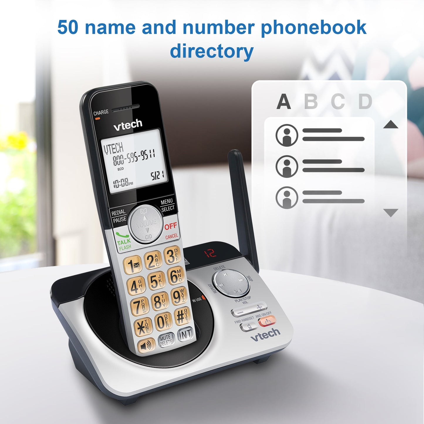 VTech CS5229-2 2 Handset Extended Range DECT 6.0 Cordless Phone with Answering System (Silver/Black)