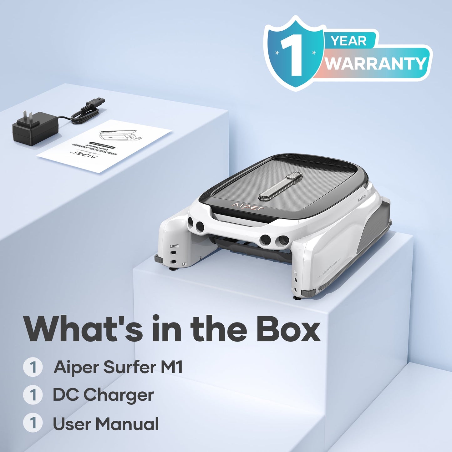Aiper Surfer M1 Automatic Pool Skimmer Robotic Surface Cleaner with App Control & Solar Powered