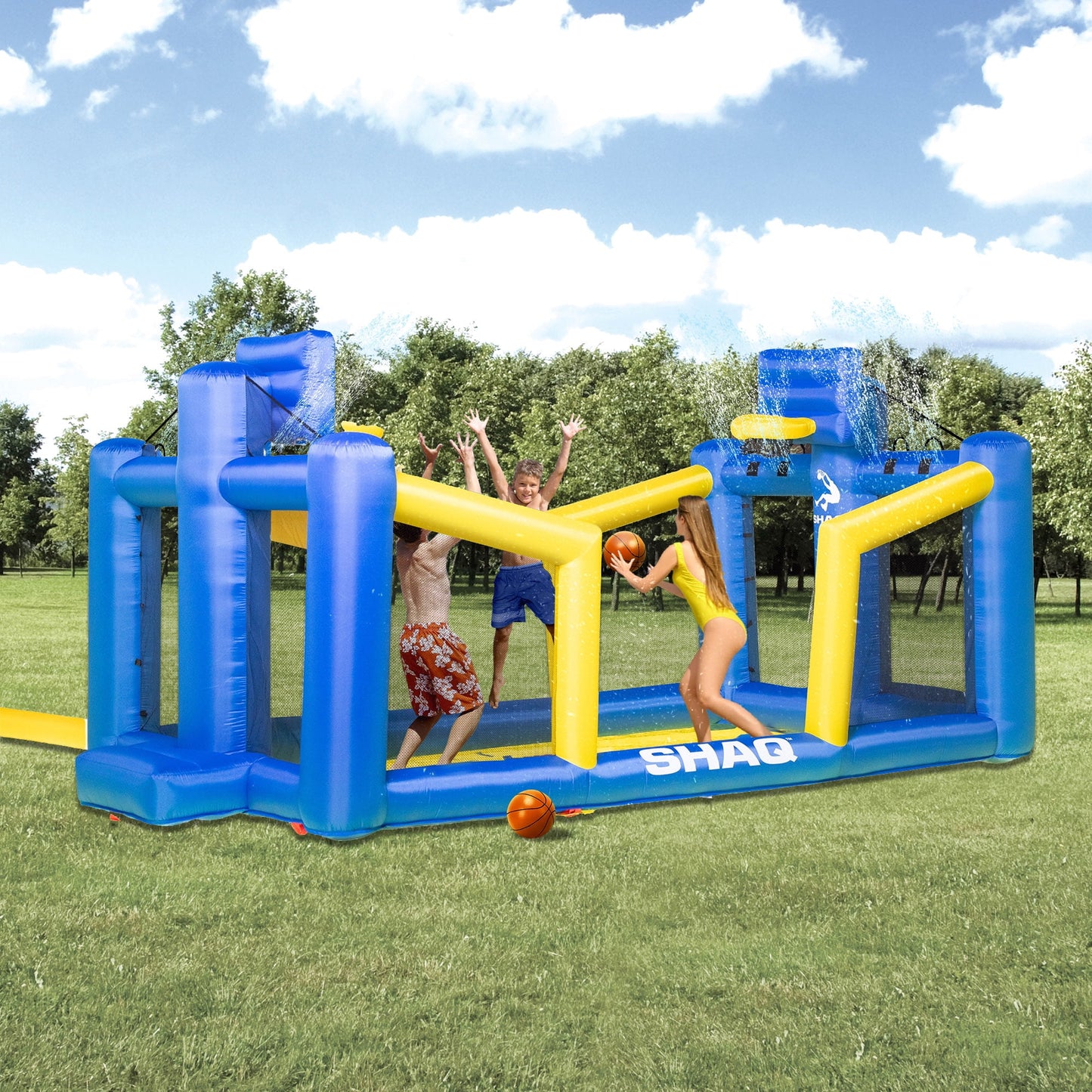 14' Shaq Constant Air Inflatable Basketball Court with Sprinkler and Pump for ages 3-8yrs