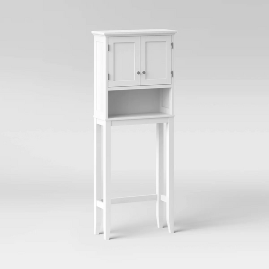 Wood Space Saver Etagere White - Threshold™: Bathroom Etagere with Hardwood Frame, MDF Shelves, Universal Storage Cabinet