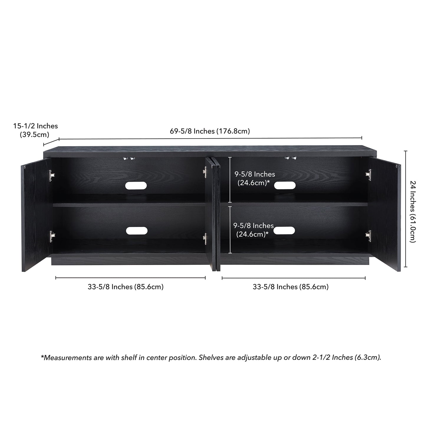 Evelyn&Zoe Hanson Rectangular TV Stand for TV's up to 75", Black Grain