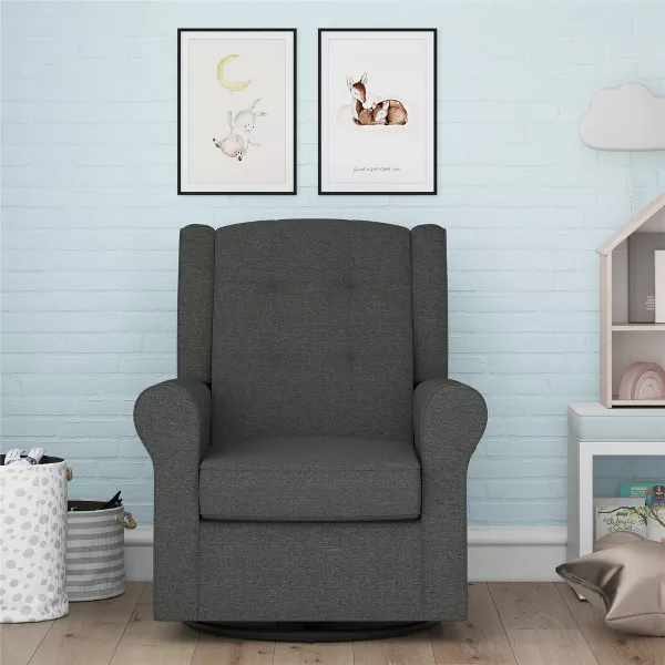 Baby Relax Eden Nursery Tufted Wingback Gliding Chair - Gray