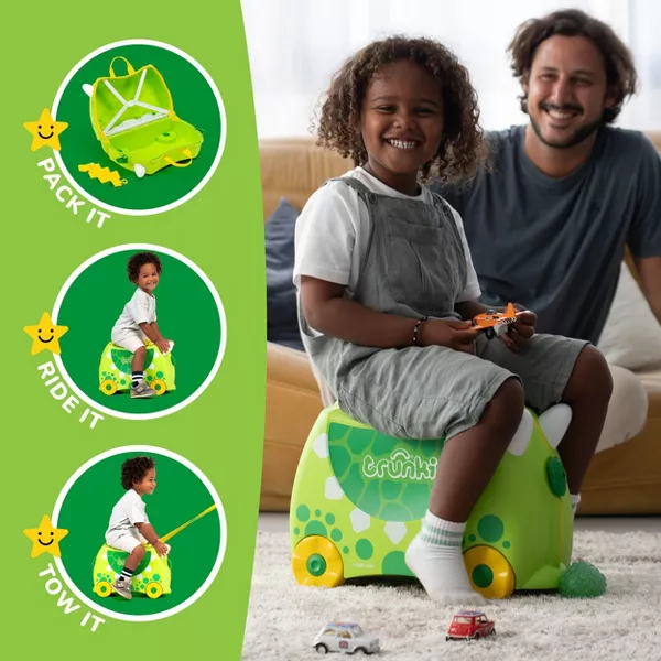 Trunki Kids' Ride-On Hardside Carry On Suitcase - Dudley the Dinosaur