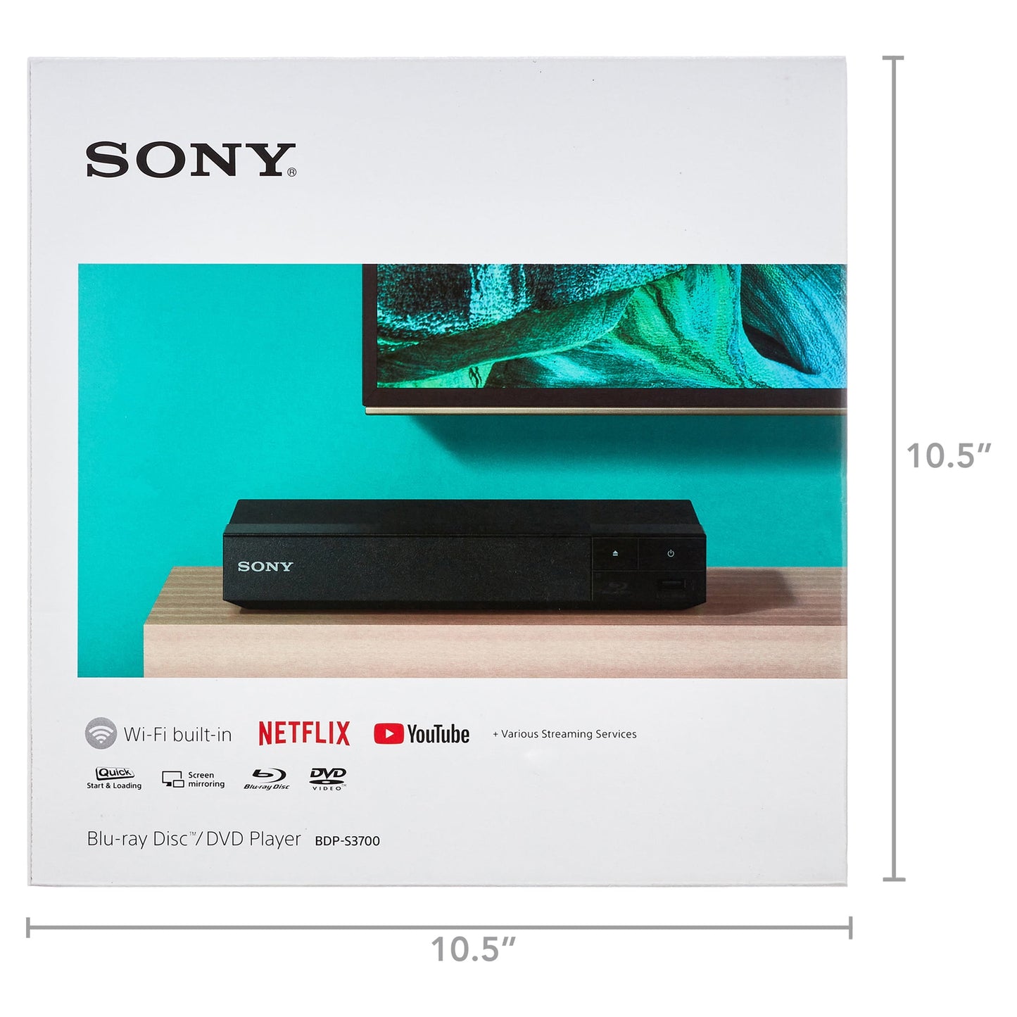 Sony BDP-S3700 Full HD Steaming Blu-ray DVD Player with built-in Wi-Fi, Dolby Digital TrueHD/DTS, and DVD upscaling