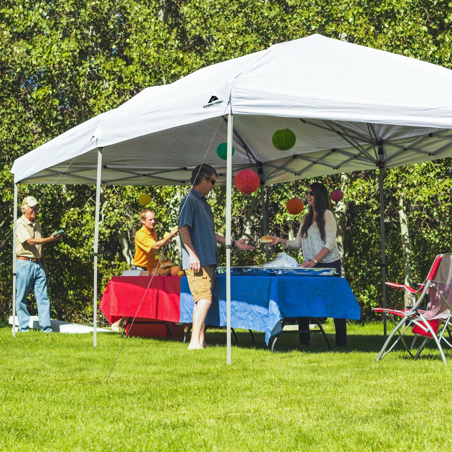 Ozark Trail 20' x 10' Straight Leg Outdoor Easy Pop-up Canopy, White