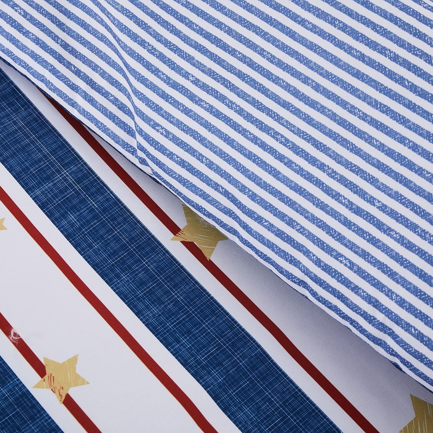 Chaps Boys Comforter Set 2-Piece Reversible Microfiber Kids Comforter Sham Striped Bedding - Red/Blue - Size Twin