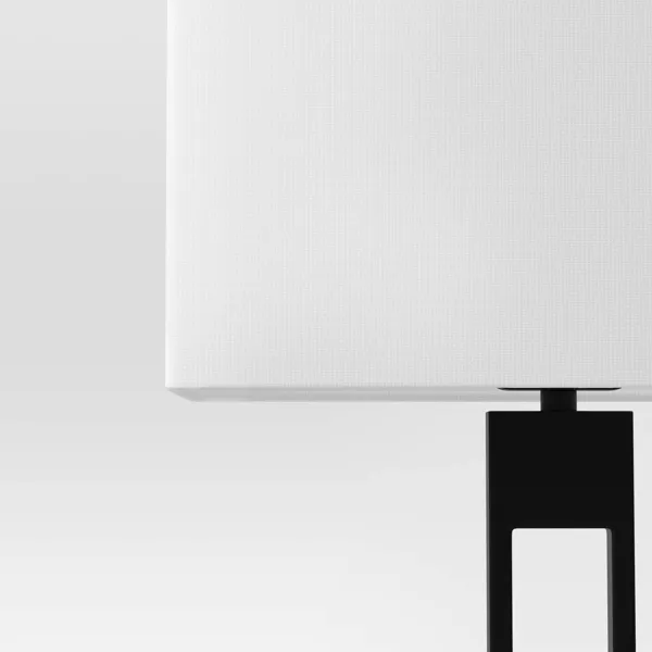 Window Pane Table Lamp with USB Black - Threshold: ETL Listed, Linen Shade, Metal Body, No Assembly Required